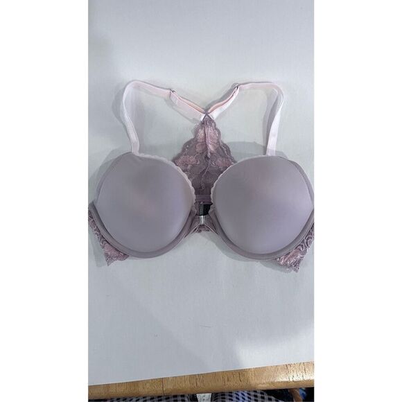 ADORE ME LITE LAVENDER BRA SZ 32DD LACE T BACK LACE SIDE ADJ STRAPS FRONT FASTEN - Picture 3 of 8